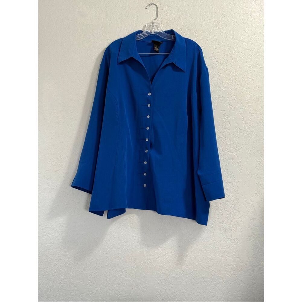 Plus size women's 5X, 34/36 Maggie Barnes royal blue professional blouse,